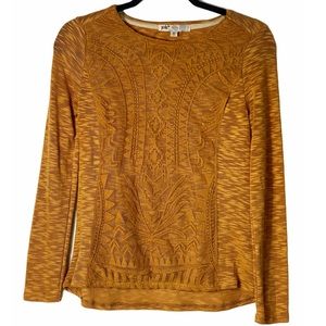 Jolt Lace Overlay Burnout Long Sleeve Top XS